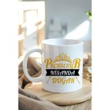 giftkonsept Prensesler Nisanda Doğar Baskılı Sarı Taç Detaylı Doğum Günü Hediyelik Kupa Bardak, QBM8267