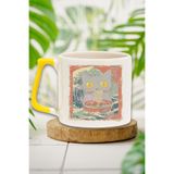 giftkonsept Ramen İlüstrasyon Kedi 3 Baskılı Kawaii Çizim Anime Doğum Günü Hediye Sarı Kulplu Kupa Bardak, QBT5279