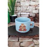 giftkonsept Ramen Tiger 1 Baskılı Japon Kaplan Noodle Anime Sanatı Kare Kulplu Fincan Mavi Kupa Bardak, QBNF5299