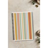 giftkonsept Retro Dikey Renkli Şerit Desenli Minimalist 50 Yaprak 100 Sayfa Sprialli Defter - A4 - Çizgisiz