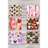 giftkonsept Retro Kalp Baskılı 6'lı Set Dekoratif Ahşap Kare Bardak Altlığı, QBBA1011