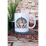 giftkonsept Retro Uzay Aracı Baskılı Vintage Uzay Gemisi Bilim Kurgu Hediye Baskılı Kupa Bardak, QBM5408