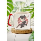 giftkonsept Samuray Kızı 1 Baskılı Japon Savaşçı Anime Manga Doğum Günü Hediye Kırmızı Kulplu Kupa Bardak, QBT5285