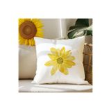 giftkonsept Sarı Çiçek Baskılı Hediyelik Elyaf Saten Dekoratif Yastık 28x28 cm, QBY1366