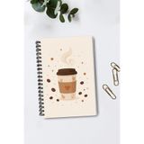 giftkonsept Spiralli Defter A5 Kahve Temalı 100 Sayfa Kareli