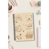 giftkonsept Spiralli Defter A5 Kedi Temalı 100 Sayfa Çizgisiz