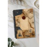 giftkonsept Spiralli Defter A5 Nostaljik Gemi Temalı Retro 100 Sayfa Çizgisiz