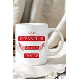 giftkonsept Taç ve Yıldız Desenli Efsaneler Nisanda Doğar Baskılı Eş, Arkadaş Doğum Günü Hediyelik Kupa Bardak, QBM2518