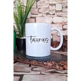 giftkonsept Taurus Baskılı Boğa Burcu Astroloji Zodyak Hediyelik Baskılı Çay Kahve Sunum Kupa Bardak, QBM5365