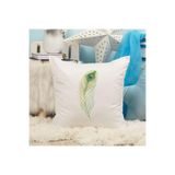 giftkonsept Tavus Kuşu Tüyü Baskılı Hediyelik Elyaf Saten Dekoratif Yastık 28x28 cm, QBY1389