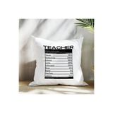 giftkonsept Teacher Nutrition Facts Baskılı Öğretmenler Günü Hediyelik Elyaf Saten Dekoratif Yastık, QBY1319