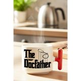 giftkonsept The Docfather Baskılı Gotfather Esprili Doktor Sağlık Çalışanı Hediyesi T Kulplu Latte Fincanı, Kırmızı