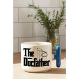 giftkonsept The Docfather Baskılı Gotfather Esprili Doktor Sağlık Çalışanı Hediyesi T Kulplu Latte Fincanı, Mavi
