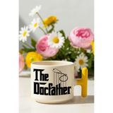 giftkonsept The Docfather Baskılı Gotfather Esprili Doktor Sağlık Çalışanı Hediyesi T Kulplu Latte Fincanı, Sarı