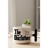 giftkonsept The Docfather Baskılı Gotfather Esprili Doktor Sağlık Çalışanı Hediyesi T Kulplu Latte Fincanı, Siyah