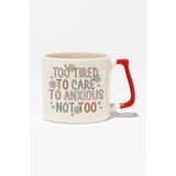 giftkonsept Too tired to care, too anxious not to Komik Doğum Günü Hediye Kırmızı Kulplu Kupa Bardak, QBT5129