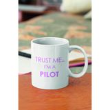 giftkonsept Trust Me I'm A Pilot Baskılı Kupa Bardak-Renkler, Beyaz-Pembe-1