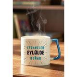giftkonsept Yazılı Efsaneler Eylülde Doğar Baskılı Doğum Günü Hediyelik Mavi Kulplu Kupa Bardak, QBLK8266