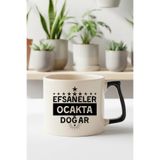giftkonsept Yıldızlı Efsaneler Ocakta Doğar Baskılı Doğum Günü Hediyelik Siyah/Kırmızı Kulplu Kupa Bardak, QBLK8260