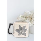 giftkonsept Zambak Çiçek Baskılı Hediyelik Renkli Kulplu Modern Seramik Kupa