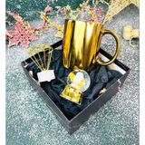 Giftmoda Gold Kupa Mini Elmas Gece Lambası ve Altınyaldızlı Melek Kar Küresi Yılbaşı Seti - Renkli