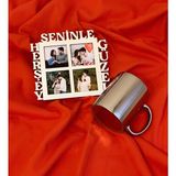 Giftmoda Herşey Seninle Güzel 4 Fotoğraf Standlı Mdf Gümüş Çerçeve ve Gümüş Kupa Set