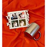 Giftmoda Iyiki Varsın 4 Fotoğraf Standlı Mdf Gümüş Çerçeve ve Gümüş Kupa Set