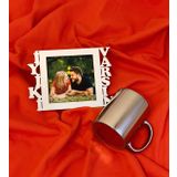 Giftmoda Iyiki Varsın Fotoğraf Standlı Mdf Gümüş Çerçeve ve Gümüş Kupa Set