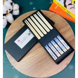 giftmoda Mavi Çiçek Desenli Chopstick 5'li Set
