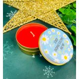 giftmoda Mavi Papatya Tasarımlı Kokulu Teneke Mum (Kırmızı)