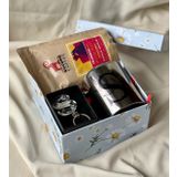 giftmoda Özel Kutulu Gümüş Epoksi Anahtarlık Kupa Ve Filtre Kahve Hediye Seti