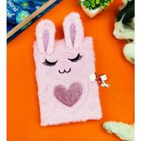 Giftmoda Sevimli Tavşan Tasarımlı Kilitli Peluş Defter