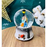 giftmoda Sokak Lambası Altında Bankta Oturan Romantik Aşıklar Kar Küresi