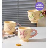 Giftmoda Vintage Pembe Temalı Seramik Kupa