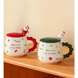 Giftmoda Yılbaşı Desenli Kabartmalı Seramik Kupa