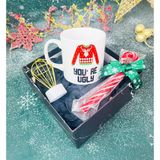 Giftmoda You're Ugly Tasarımlı Kupa Baston Şeker ve Mini Balon Gece Lambası Yılbaşı Seti - Renkli