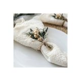 Gifto Flora 6'lı El Yapımı Şile Bezi Kumaş Peçete Seti 45x45 cm | %100 Pamuk | Jüt İpli Doğal Zeytin Yapraklı Mini Buketli