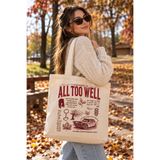GİFTORA ALL TOO WELL BASKILI - Ham Bez Omuz Çantası