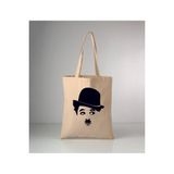 GİFTORA Charlie Chaplin Baskılı Ham Bez Omuz Çantası
