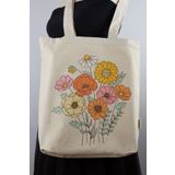GİFTORA Çiçek Baskılı Tote Bag Cotton Kanvas Kumaş Körüklü Omuz Çantası