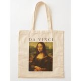 GİFTORA Da Vinci - Mona Lisa Tablosu Ham Bez Omuz Çantası