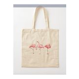 GİFTORA Flamingo Tasarımlı Ham Bez Omuz Çantası