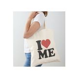 GİFTORA I Love Me Baskılı Ham Bez Omuz Çantası