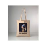 GİFTORA inci küpeli kız baskılı ham bez çanta 35x40 cm