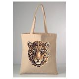 GİFTORA Leopar-1 desenli baskılı ham bez 35X40 ekru omuz çantası