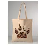 GİFTORA Leopar pençesi desenli baskılı ham bez 35X40 ekru omuz çantası