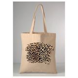 GİFTORA Leoparlı desenli baskılı ham bez 35X40 ekru omuz çantası