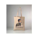 GİFTORA Sherlock Holmes baskılı ham bez omuz çantası 35x40 cm