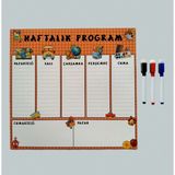 Gifts Turkiye Haftalık Program Magnet Planlayıcı Okul - Silinebilir Mıknatıslı Yazı Tahtası 33 x 32 cm + 3 Kalem - Canlı Renkler