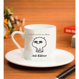 Giftstime Kişiye Özel Ee Sonra Nolmuş Tasarımlı Kahve Fincanı - Beyaz
